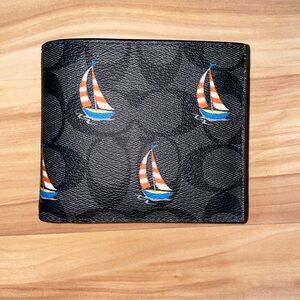 Coach 3 In 1 Signature Print Sailboat Pattern Wallet
